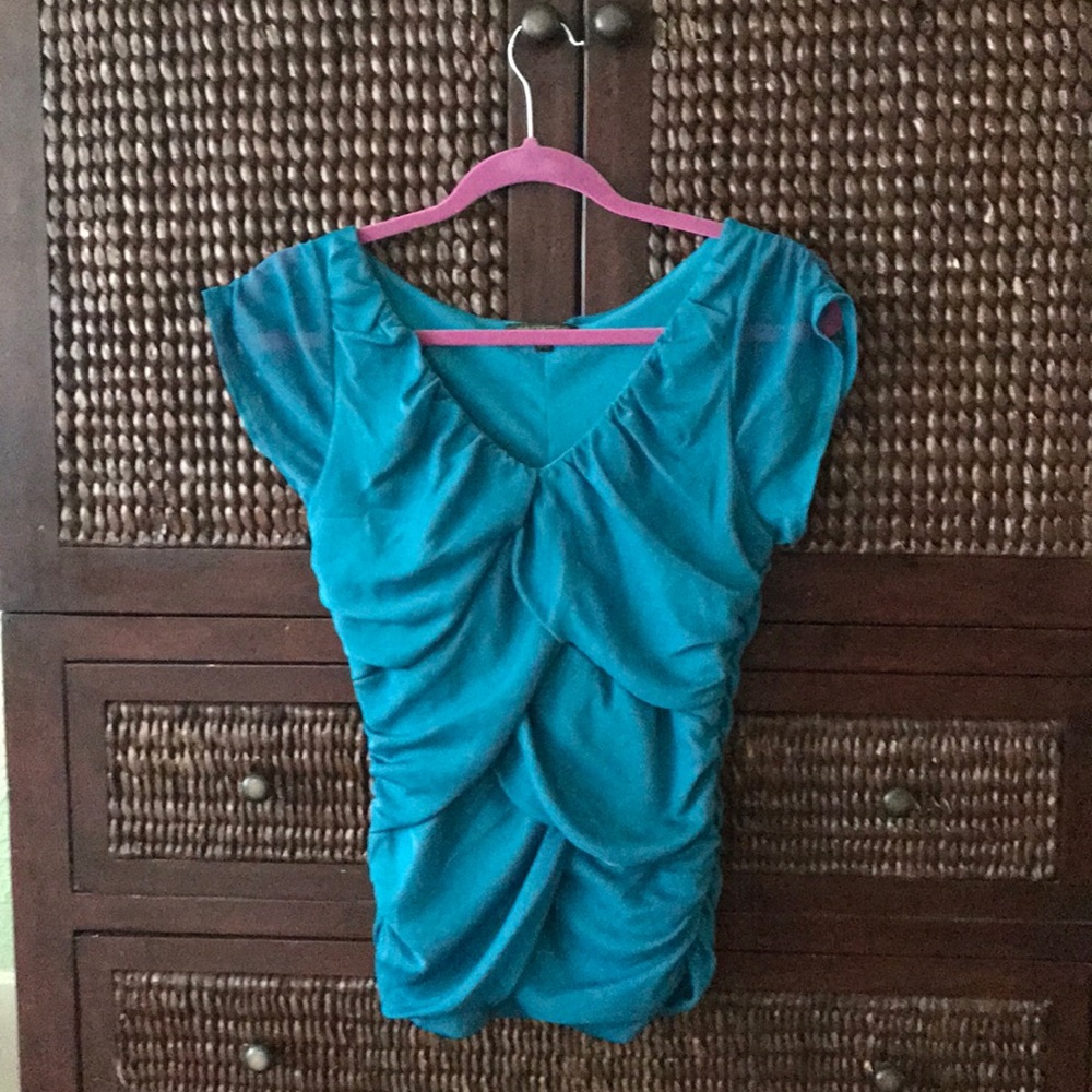 Cute! Teal Ruffled Top